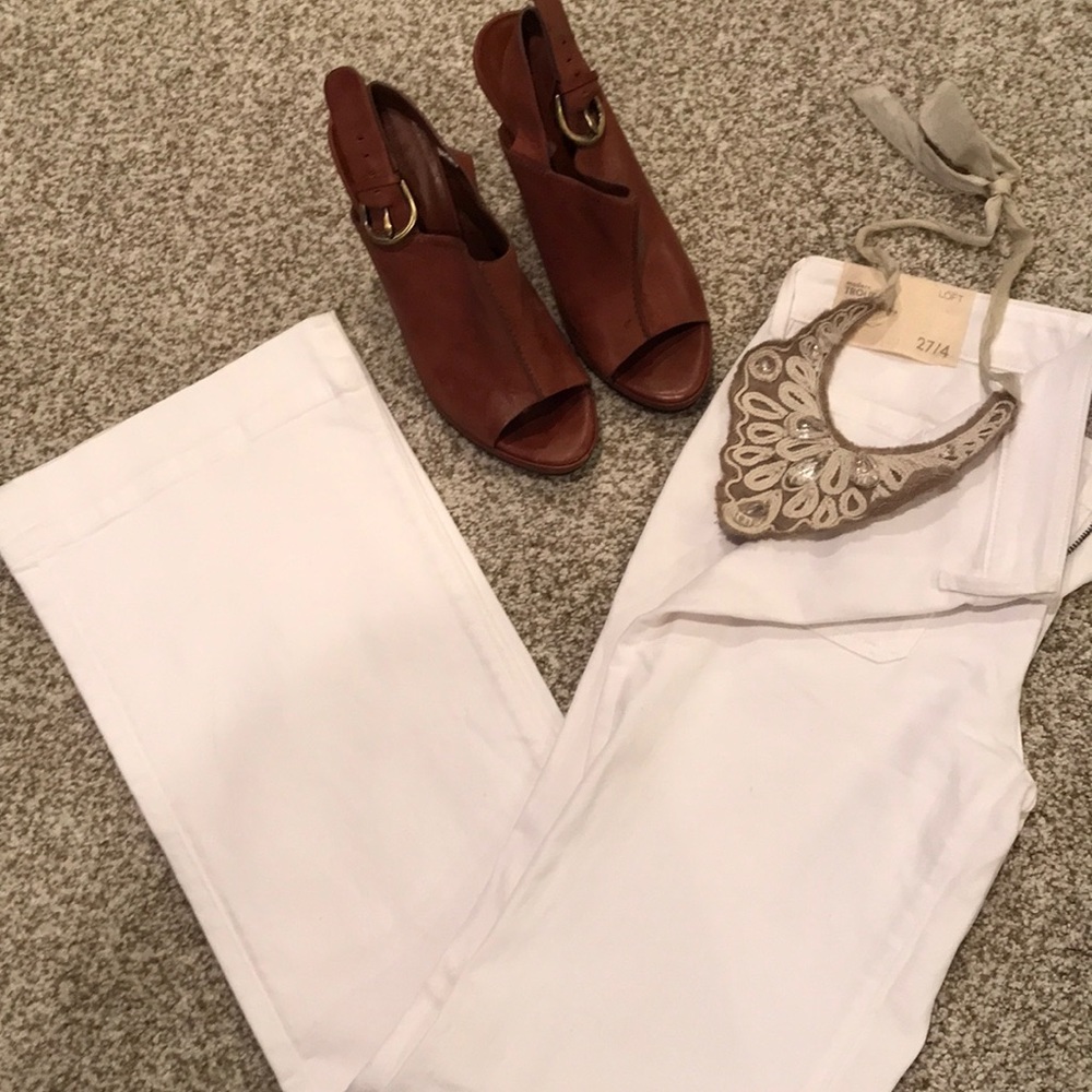 Never worn - white wide leg jeans